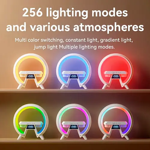 Аккумуляторный ночник XM-X63 RGB с часами, беспроводной зарядкой и Bluetooth колонкой (Белый) - фото 9