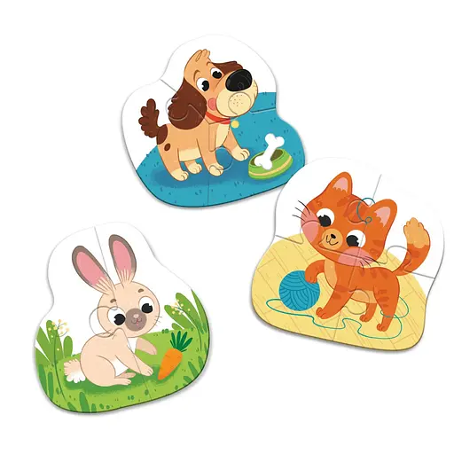 Детский Пазл 3 в 1 "Домашние животные" DoDo 300395, 9 эл - фото 2