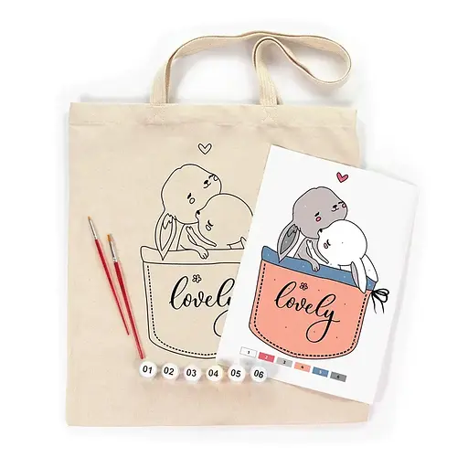 Набор для раскрашивания эко-сумки "Милые зайчата" Rosa N0003623 - фото 3