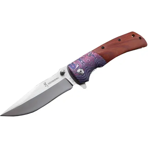 Ніж складний Browning-DA142, ручка сталь + дерево з малюнком, довжина 228 мм, 247 гр, Box