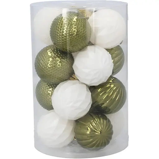 Комплект елочных шариков Chomik пластиковые 4 см золотистые и белые 16 шт. (GIF7351)