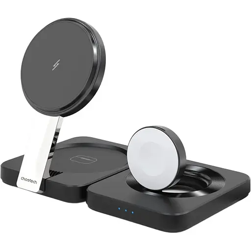 Бездротовий зарядний пристрій Choetech T636-F Qi2 3in1 Foldable Magsafe Wireless Charger Black [127160]