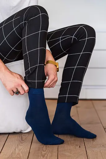 Шкарпетки чоловічі однотонні класичні високі безшовні якісні ORGANIC cotton JILL ANTONY Синій, 42-43 - фото 4