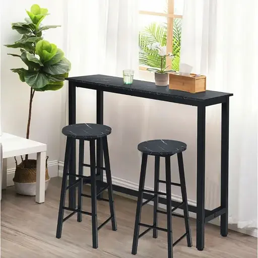 Комплект барних стільців Costway Eugad з підставкою для ніг чорний - фото 2