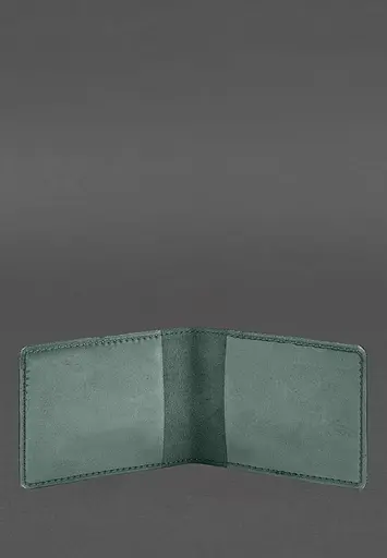 Кожаная обложка для удостоверения участника боевых действий (УБД) 2.2 зеленая Crazy Horse - фото 4