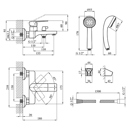 Змішувач для ванни Agua Merida - C060 (CV035427) - фото 8