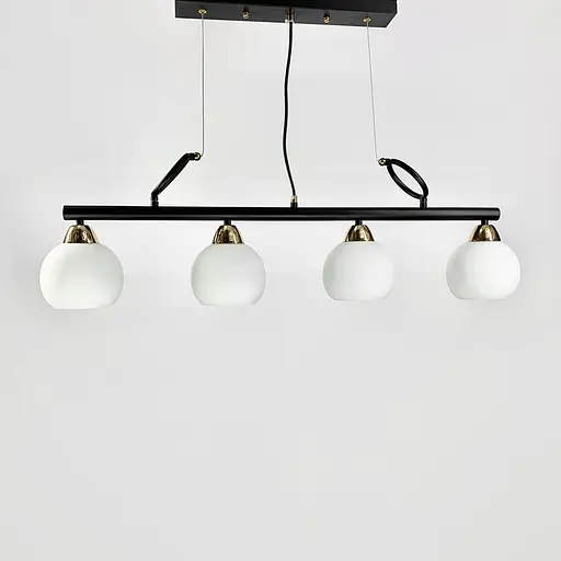 Видовжена люстра Лофт на 4 білих плафони | Line F | Арт. YQ307/4 AB+BK+WT - фото 3