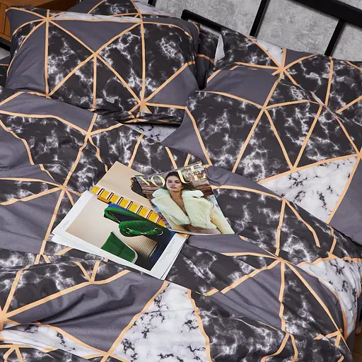 Комплект постельного белья Moon&Star Бязь Gold Люкс Marble Gold Семейный 160х220х2 наволочки 2х70х70 - фото 2