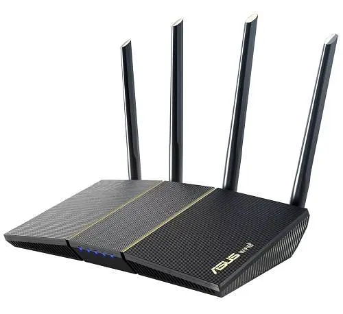 Роутер Asus RT-AX57, чорний, WiFi 6 (2.4GHz до 574 MB/s/5GHz до 2402 MB/s), 4xGLan, 1xGWan, 4 дводіапазонні антени - фото 1