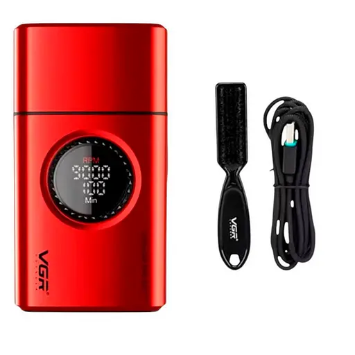 Електробритва акумуляторна шейвер VGR V-378 9000RPM LCD + дорожня сумочка (Червоний)