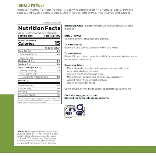 Томатная паста сублимированная Augason Farms с большим сроком годности 25 лет 329 порций - фото 4