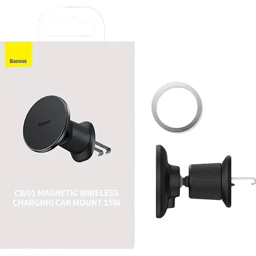 Автодержатель с беспроводной зарядкой Baseus CW01 Magnetic Wireless 15W Black (C40141001111-00) [143780] - фото 8