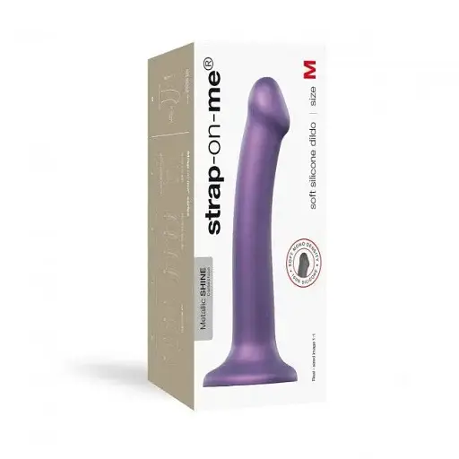 Насадка для страпону Strap-On-Me Mono Density Dildo Violet M одношаровий силікон гнучкий діаметр 3.3 см - фото 4
