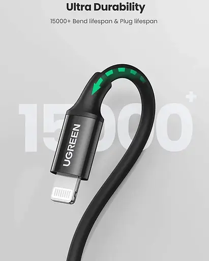 Кабель Ugreen USB 2.0 Type-C M-Lightning M, 2 м, 3A, Nickel Plating ABS Shell Чорний, US171 - фото 3