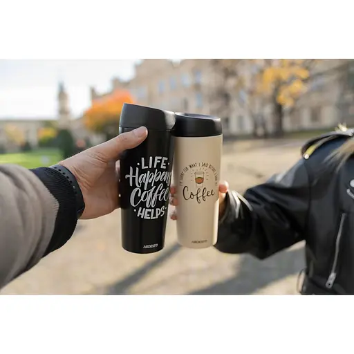 Термокружка Ardest Coffee Time 450 мл нержавеющая сталь бежевый - фото 3