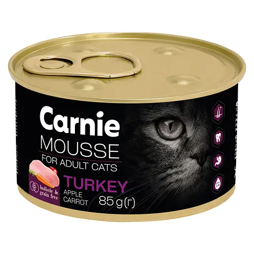 Консерва для котів Carnie м'ясний мус з індичкою, яблуком, морквою та желе 85 г 
