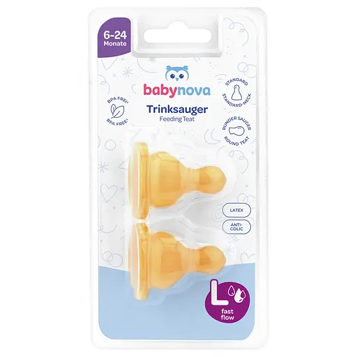 Латексна соска Baby-Nova, кругла, для каші, 0+ міс., 2 шт. (3961102)