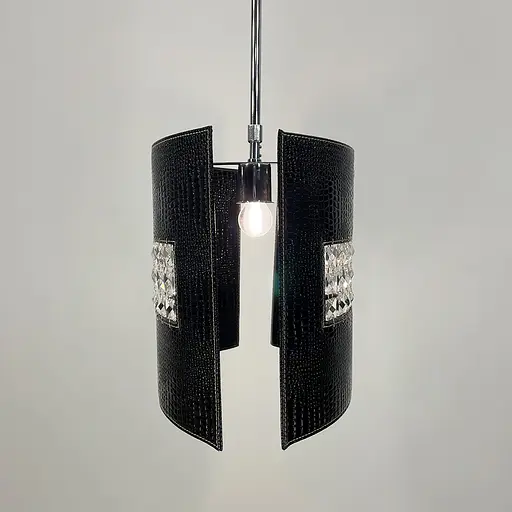 Світильник з чорною екошкірою та кришталевими камінчиками | Арт. S 006/2 BK | Line F - фото 2