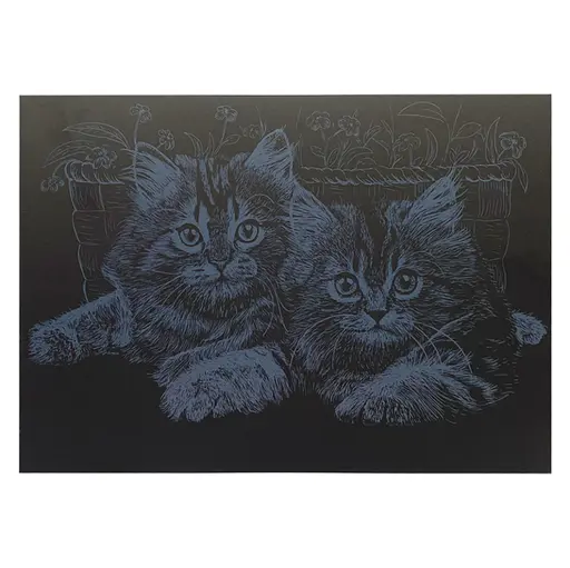 Гравюра А4 "Кошки" ГрА4-13с эконом вариант в пакете 29,7х21 см