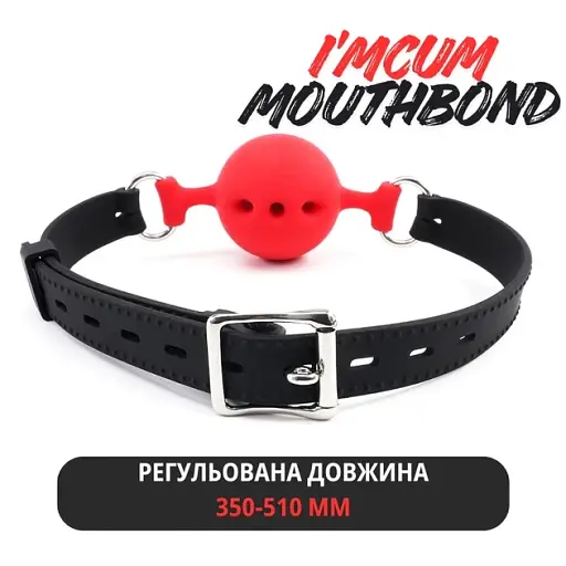 Кляп I’MCUM MouthBond для рольових ігор Чорно-червоний (IM-SM208-red&black) - фото 3