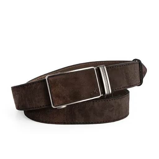 Ремінь замшевий чоловічий на автоматі JK-3430 (125 см) коричневий - фото 1