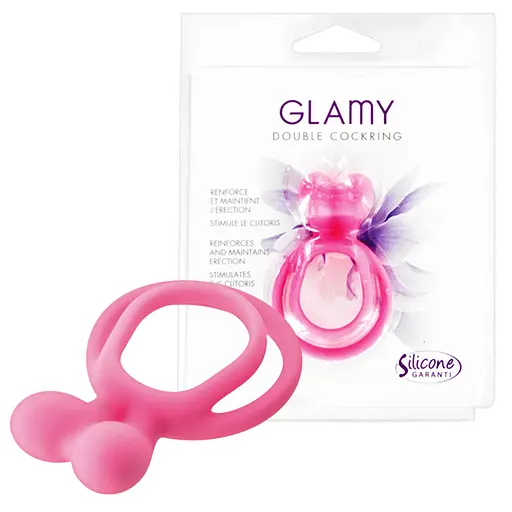 Эрекционное кольцо Glamy Double Cockring 6.3 см розовый - фото 3