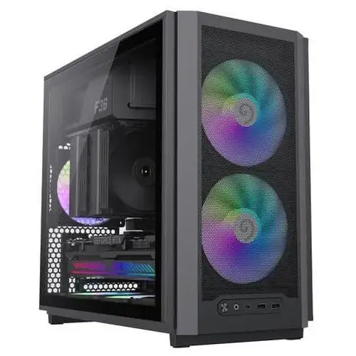 Корпус GameMax F36, чорний, без БЖ, Mini Tower, Micro ATX / Mini ITX, Type-C / 2xUSB 3.0, макс. CPU - 169 мм / VGA - 350 мм, 3x120 - фото 1