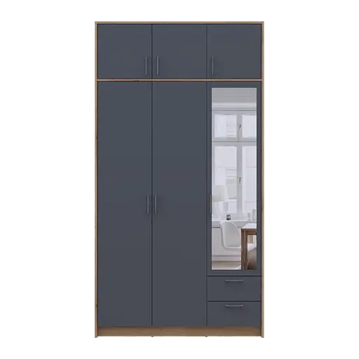 Антресоль Doros Ронді Дуб Артізан/Графіт 3 ДСП 121х52х41 (80737822) - фото 4