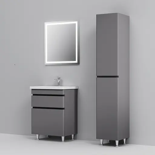 Тумба з умивальником AM.PM Hit 60 см підлогова графіт матовий M93A-FSX0602-WC0602GM38 Графіт - фото 6