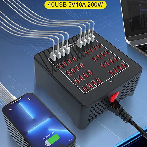 Зарядная станция ILEPO многопортовая на 40 USB портов 200 Вт / сетевое мультизарядное устройство (19014) - фото 8