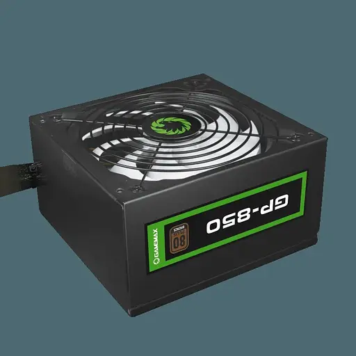 Блок питания 850 Вт, GameMax GP-850, Black, 80+ Bronze, Active PFC, 14 см, 3xMolex/7xSATA/4x6+2-pin/1x4+4-pin/1x20+4-pin, защита OVP/UVP/SIP/OCP/OLP/OPP/SCP