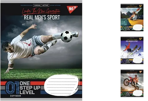 Зошити учнівські 18 аркушів лінія. YES Real sport, 25 шт. в упаковці