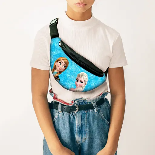 Сумка-бананка  Єльза та Анна "Крижане серце" з принтом, 32х15см, дитяча, молодіжна (00118)