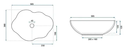 Умивальник Rea Pearl Akoya накладний REA-U3309, Цветной - фото 7