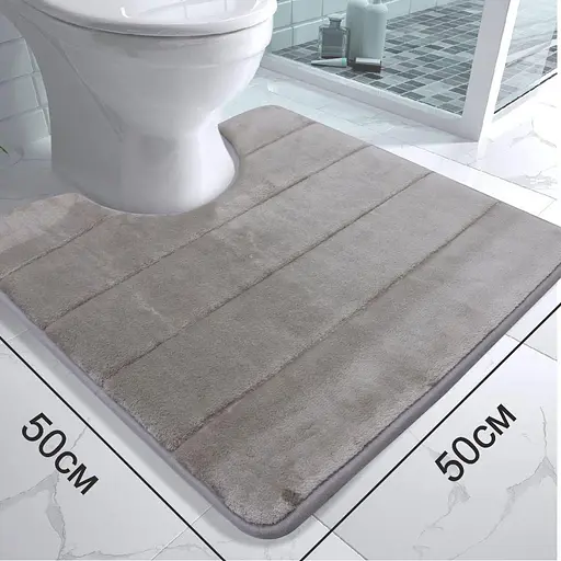 Современный коврик для ванной Aquarius с эффектом памяти U-образный контурный 50 х 50 см. Темно-бежевый в полоску. - фото 2