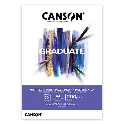 Склейка паперу Canson Graduate Mixed Media А4 21х29.7 см 200 г/м2 20 аркушів білий колір - фото 1