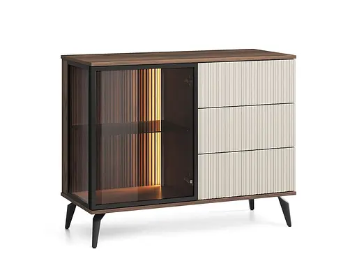 Комод з підсвіткою Вічі / Vici KSZ103 1-дверний з 3 шухлядами Горіх/кашемір Perfect Home Польща (PFH-091277) - фото 5