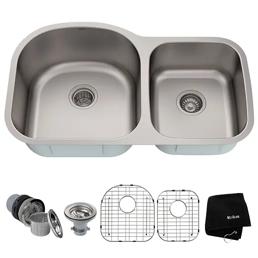 Подвійна кухонна мийка Kraus Premier KBU27, Нержавіюча сталь - фото 1