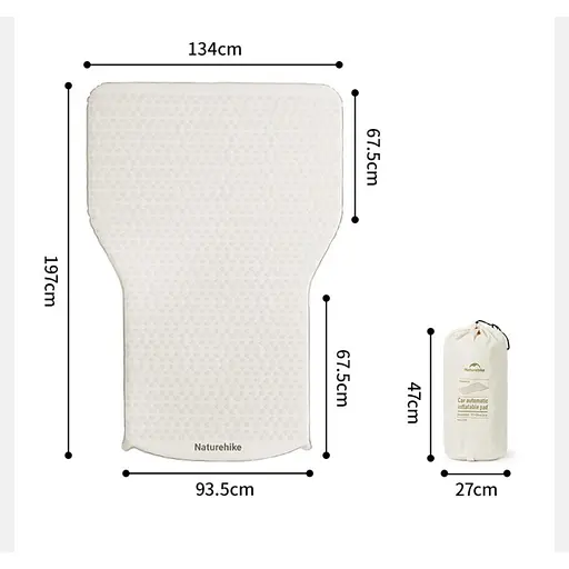 Матрац автомобильный кемпинговый двухместный Naturehike CNK2450WS010, 197х134х6,5 см светлый со встроенной помпой для надува - фото 2
