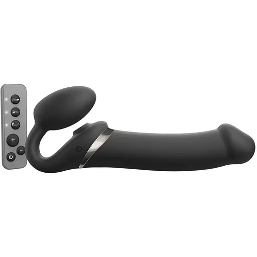 Безремневий вібрострапон Strap-On-Me Multi Orgasm Black XL регульований із вакуумною стимуляцією