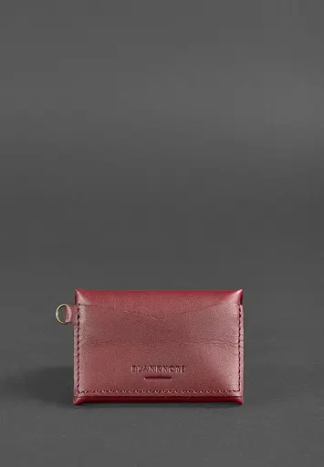 Женская кожаная монетница с клапаном 1.0 бордовая. - фото 6