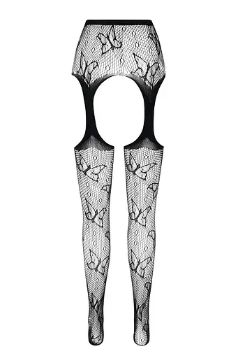 Эротические колготки-бодистокинг Passion ECO S001 white с доступом декор бабочки подвязки One size - фото 6