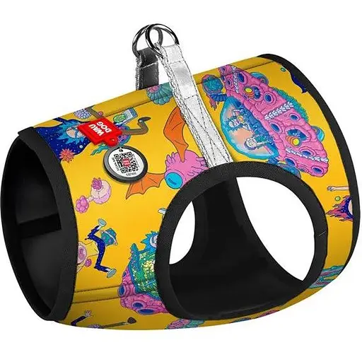 Шлея для собак Waudog Clothes м'яка з QR-паспортом, малюнок "Рік та Морті 3", S2