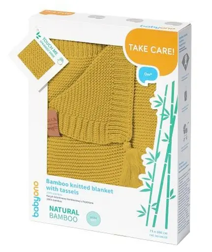 Уценка. Детское одеяло BabyOno бамбуковое с бахромой 100х75 см желтое (546/03) - фото 2
