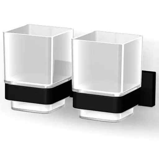 Склянка подвійна для ванної кімнати Imprese Bilovec black matt 122255B чорний матовий - фото 1