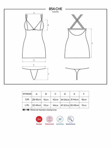 Комплект білизни Obsessive 854-CHE-1 L/XL чорний - фото 5