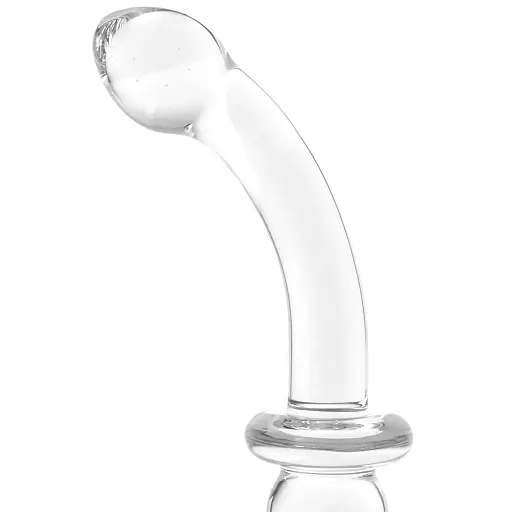 Двухсторонний фаллоимитатор G-Spot Glas Ribbed 20.3 см (прозрачный) - фото 14
