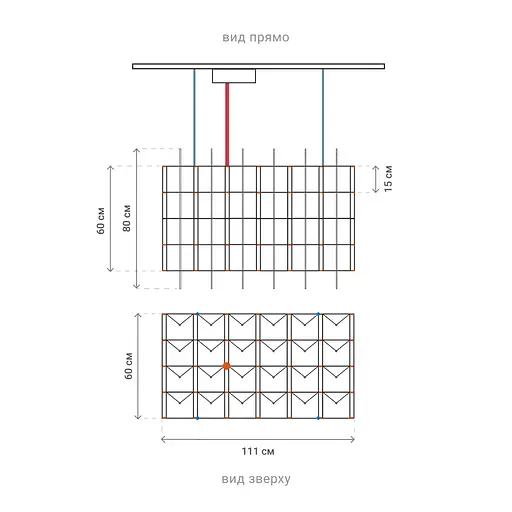 Кубічна золота люстра у формі паралелепіпеда 111х60х60 см | Line F | Арт. MJ201-1110*600*600 Titanium - фото 4