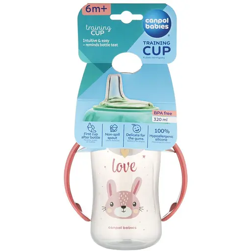 Кружка тренувальна Canpol babies Cute Animal з силіконовим носиком 320 мл рожева (56/512_pin2) - фото 3