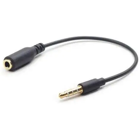 Кабель-переходник Cablexpert 3.5 мм M - 3.5 мм F 18 см черный с обратной схемой контактов MIC и GND (CCA-419) - фото 1